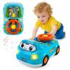 DELUTIQUE Toys for 1 + Year Old Boy,Toddler Racing Car Steering Wheel Toy with Sound & Light,Car Toys for Toddlers 1-3,Gift for 1 2 3 Years Old Boys Girls (Blue) view 1