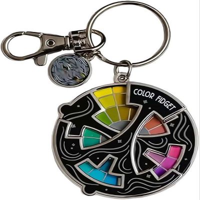 Huease Color Fidget Wheel Keychain, 20 Hues Color Fidget Enamel with Interactive Wheel, Stress & Anxiety Relief Key Ring,Cute Enamel Wheel Gifts for Artists,Women,Men (Keychain 1pc)