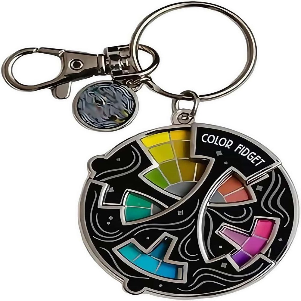 Huease Color Fidget Wheel Keychain, 20 Hues Color Fidget Enamel with Interactive Wheel, Stress & Anxiety Relief Key Ring,Cute Enamel Wheel Gifts for Artists,Women,Men (Keychain 1pc)