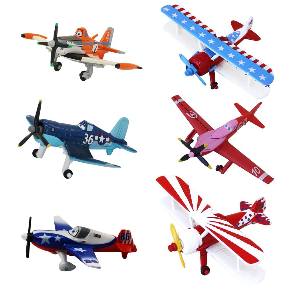 6 Pack Movie Planes Dusty Skipper Metal Diecast Airplane Toy Set (6 Pack Planes Set C)
