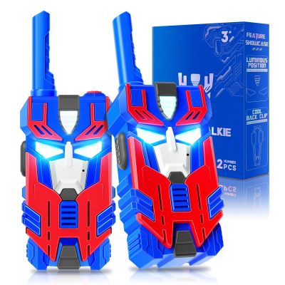 Transform Toys Walkie Talkies for Kids 2 Pack Blue Leader Robot, 2500 FT Range, Cool Eye Lights for 3 4 5 6 7 8 9 10 Year Old Outdoor Camping Toys, Birthday Gifts for Boys Ages 3-12