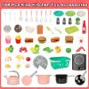 168Pcs Kids Play Kitchen Accessories Toy Set, Pretend Cooking Food Playset with Induction Cooktop, Pot, Pan, Utensils, Cutting Fruit, Prop Money & Shopping Basket, Learning Gifts for Toddler Girl Boy view 2