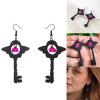 Monghuis 1 Pair Acrylic Heart Wing Earrings Key Cosplay Earrings Fashion Ear Jewelry Heart Drop Earrings for Woman view 2