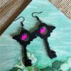 Monghuis 1 Pair Acrylic Heart Wing Earrings Key Cosplay Earrings Fashion Ear Jewelry Heart Drop Earrings for Woman view 3