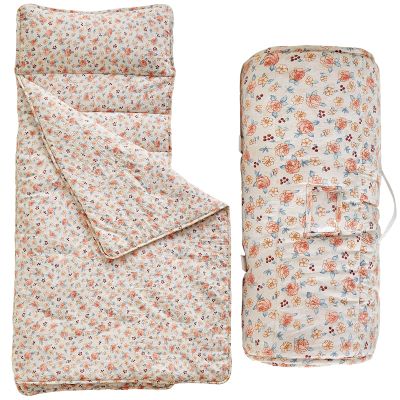 Toddler Nap Mat with Pillow and Blanket,Soft Slumber Bags for Girls,Kids Sleeping Bags with Roll Up Design,Pink Floral Nap Mats for Preschool,Daycare,Kindergarten,Fits Ages 3-6 Years-Pink