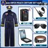 Joycover Police Costume for Kids, Police Officer Costume for Boys & Girls with Uniform and Accessories, Halloween Costumes for Kids Boys, Toddler Dress Up Cop Outfit Set for Halloween Career Day M view 3