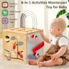 Pillowhale 8-in-1 Wooden Activity Cube for Toddlers 13, Montessori Learning Toy with Bead Maze, Shape Sorter, Sliding Tracks & Clock, Educational Play Cube for Baby 12M+ view 2