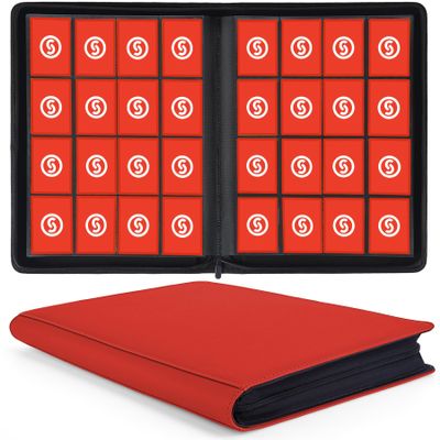 1000+ Pockets Trading Card Binder, Premium 16 Pocket Card Binder, Ringless Side Loading Collection Album Holder Folders for MTG, TCG, Game Cards & Sports Cards (Red)
