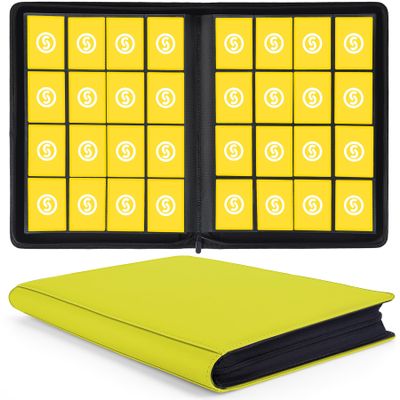 1000+ Pockets Trading Card Binder, Premium 16 Pocket Card Binder, Ringless Side Loading Collection Album Holder Folders for MTG, TCG, Game Cards & Sports Cards (Yellow)