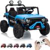 2 Seater Ride on Car for Kids, 24V Ride on Toy, Fast 4.97MPH Truck, 4WD Kids Electric Vehicles with Remote Control, Spring Suspension, Front & Behind LED Lights, Dual Storage, 3 Speeds, Music, Blue view 1