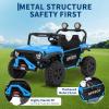 2 Seater Ride on Car for Kids, 24V Ride on Toy, Fast 4.97MPH Truck, 4WD Kids Electric Vehicles with Remote Control, Spring Suspension, Front & Behind LED Lights, Dual Storage, 3 Speeds, Music, Blue view 3