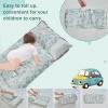 Toddler Nap Mat with Pillow and Blanket,Soft Slumber Bags for Girls,Kids Sleeping Bags with Roll Up Design,Purple Floral Nap Mats for Preschool,Daycare,Kindergarten,Fits Ages 3-6 Years-Green view 3