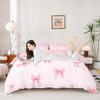 jejeloiu Pink Bowknot Duvet Cover for Girls Bow Bedding Set Toddler Size Kids Girly Princess Style Comforter Cover Aesthetic Coquette Decor Breathable Soft Lightweight Microfiber 2Pcs view 3