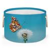 Large Collapsible Blanket Storage Basket for Gifts Empty, Butterfly Dandelion Round Fabric Laundry Hamper Basket, Baby Dog Toy Bins with Handle, Closet Organizer for Living Room(A-668) view 1
