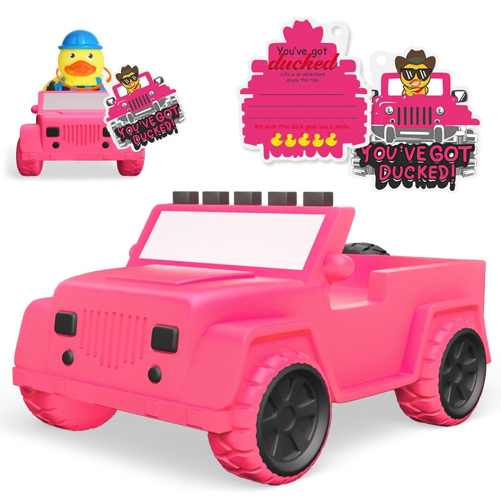 AOT Rose Pink Car Rubber Ducks Most 2 in Rubber Ducks,Car Dashboard Decorations Accessory Party Favor