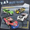 Slot Car Race Track Sets with 4 Slot Cars, 2 in 1 Electric Race Car Track Include Slope Circular Overpass Track, Dual Racing Game Featuring Flash Tracks, Gifts Toys for Boys Kids Age 6 7 8-12 view 2