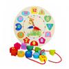 PERSELOSO Wooden Beads Clock Toy for Toddlers Educational Sorting Clock Shapes Numbers Montessori Learning Tool for Boys Girls Safe Wooden Plaything view 1