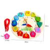 PERSELOSO Wooden Beads Clock Toy for Toddlers Educational Sorting Clock Shapes Numbers Montessori Learning Tool for Boys Girls Safe Wooden Plaything view 2