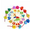 PERSELOSO Wooden Beads Clock Toy for Toddlers Educational Sorting Clock Shapes Numbers Montessori Learning Tool for Boys Girls Safe Wooden Plaything view 3