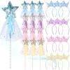 24-Piece Princess Wand And Headband Set, Colorful Glitter Fairy Wands With Sequined Crowns, Dress-Up Accessories For Parties, Birthdays, Christmas, And Cosplay view 1