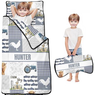 Personalized Toddler Nap Mat with Name Custom Cute HighlandCowBag Sleeping Bag with Pillow & Blanket for Gitls Boys Ideal Slumber Bags for Daycare, Preschool & Kindergarten