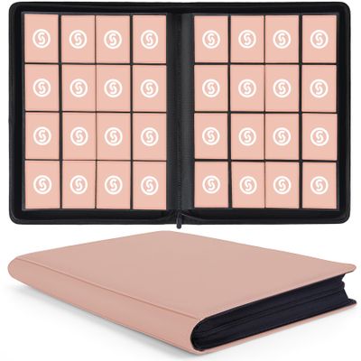 1000+ Pockets Trading Card Binder, Premium 16 Pocket Card Binder, Ringless Side Loading Collection Album Holder Folders for MTG, TCG, Game Cards & Sports Cards (Pink)