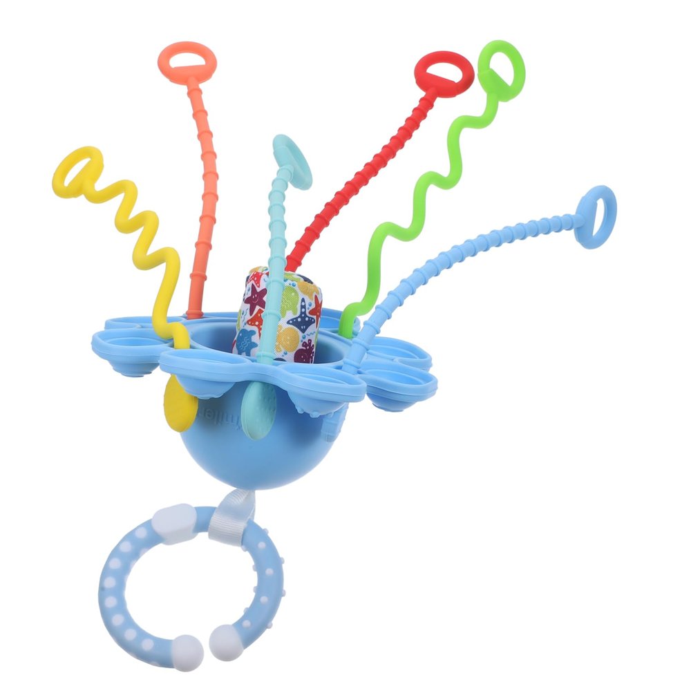 KOMBIUDA Silicone Pull String Octopus Shape Sensory Learning for Boy Girl and Bright Color Design Engaging Wind Chime Sound Random Style