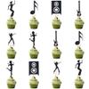 12 Pcs Black Glitter Music & Dance Cupcake Toppers - Musical Note, Speaker, Guitar & Dancer Silhouettes for DJ Party, Rock Star Birthday, Concert Theme Decorations view 1