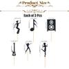 12 Pcs Black Glitter Music & Dance Cupcake Toppers - Musical Note, Speaker, Guitar & Dancer Silhouettes for DJ Party, Rock Star Birthday, Concert Theme Decorations view 3