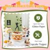 12 Pcs Black Glitter Music & Dance Cupcake Toppers - Musical Note, Speaker, Guitar & Dancer Silhouettes for DJ Party, Rock Star Birthday, Concert Theme Decorations view 4