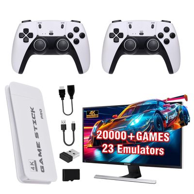 Retro Game Stick 4K HDMI  20,000+ Classic Games, 23 Emulators, Plug & Play Nostalgia TV Console with Dual 2.4G Wireless Controllers & 64GB Card for Kids & Adults