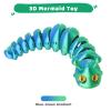 3D Printed Caterpillar, Articulated Flexible Fidget Toy, Stress Relief Sensory Toy, Exquisite Cute Home Desk Pet, Fun Toys for Basket Halloween Essentials Festival Gift for Kids Adult Autism (Blue) view 3