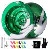 MAGICYOYO N11 Professional Unresponsive Yoyo N11 Dual Purpose Alloy Trick YoYo Ball with Bag, Glove, 12 Yoyo Strings and Responsive Bearing Kit (Dark & Light Green Silver) view 1