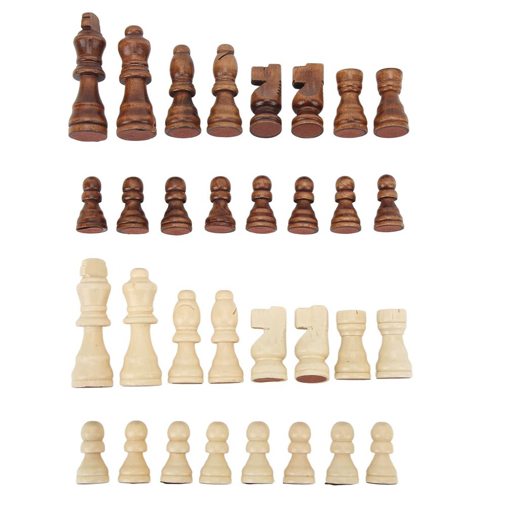 32 Pcs Wooden Chess Pieces Only, International Chess Game Pawns Figurine Pieces Replacement of Missing