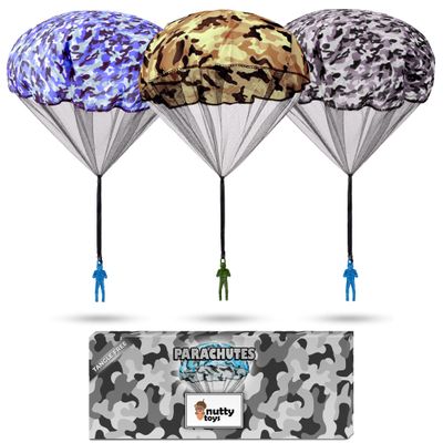 NUTTY TOYS Army Parachute Toys for Kids - Tangle Free Outdoor Flying Parachute Men, Best Small Outside Toys, 4 5 6 7 8 9 10 11 12 Year Old, Best Valentines Gift 2026, Unique Boy Easter Basket Stuffers
