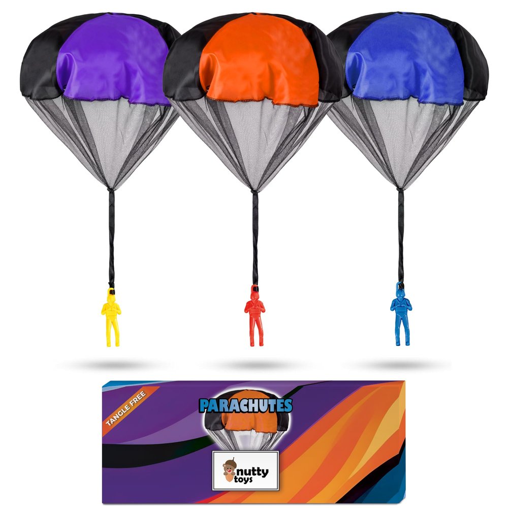 nutty toys Parachute Toys for Kids - Tangle Free Outdoor Flying Parachute Men, Top Indoor & Outside, 3 4 5 6 7 8 9 10 11 12 Year Old, Best Valentines Day Idea 2026, Unique Boy & Girl Easter Gifts