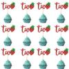 12 Pcs Red Glitter "Two" with Strawberry Cupcake Toppers - 2nd Birthday Party Decoration, Anniversary Dessert Picks, Berry Sweet Celebrations for Cakes & Appetizers view 1