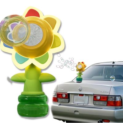 AOTTSD Sunflower Remote Control Bubble Machine for Cars - Waterproof Auto Hood Decoration with LED Lights & Quick Release Base (Bubbles Not Included)