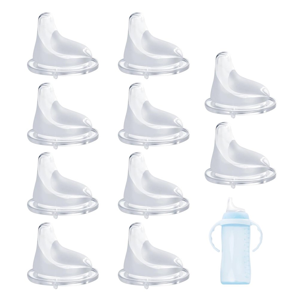 10Pack Silicone Spout Applicable for NUK, Soft Spout Applicable for NUK Active and Learner Cups, Transition from Bottle to Cup, Leakproof Design.