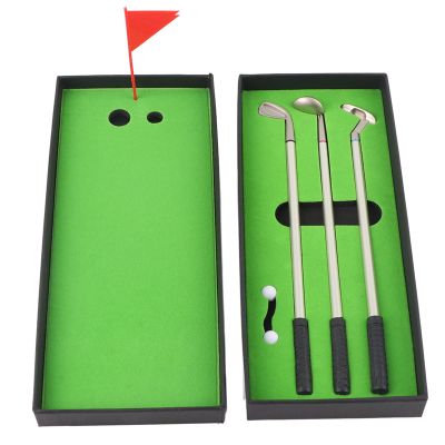 3 Pcs Mini Desktop Golf Ball Pen, Golf Pen Set, Desktop Mini Golf Course, with Balls Flag, Funny Office Desk Toys and Unique Christmas Stocking Stuffers Gifts