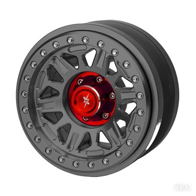 BEAXTURBO Racing Upgrade parts R/C CNC 2.9"Aluminum Bead Lock Wheel-B For Axial SCX6 Trail Honcho gray 1/6 1pcs (gray/red)
