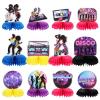 12PCS 70s Party Decorations Honeycomb Centerpieces Disco Theme Party Decorations Disco Ball Table Centerpieces for Retro Theme Birthday Music Neon Night Table Decor view 1