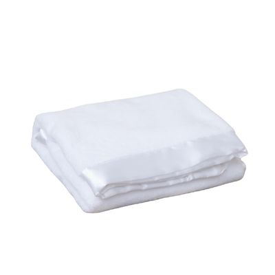Satin Trim Tahoe Microfleece Soft Baby Blanket - White
