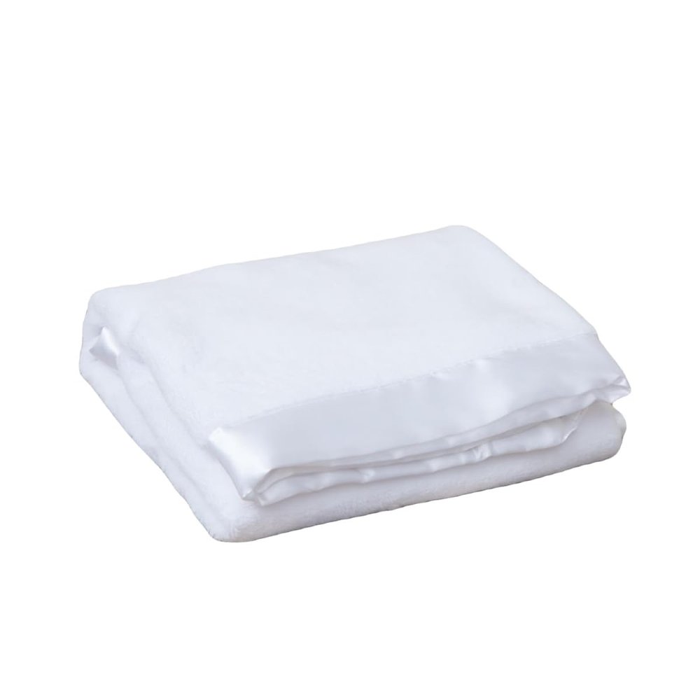 Satin Trim Tahoe Microfleece Soft Baby Blanket - White