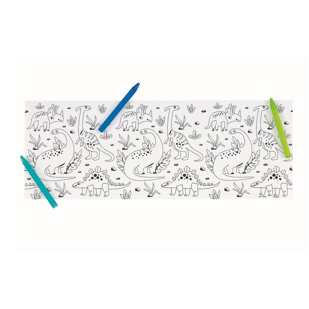 15" x 5 1/2" Blue & Green Dinosaur Coloring Rolls with Crayons  3 Pc.