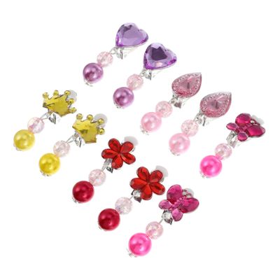 ROMISBABA 5Pairs Clip Earrings for Creative Play Jewelry for Little Lightweight Non Pierced Design for Birthday Parties and Everyday Wear