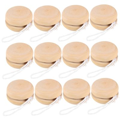 Milisten 12pcs Wooden Yo-yo Balls for Boys and Girls Beginner Crafts Hand Painting Toy Brain Coordination Game