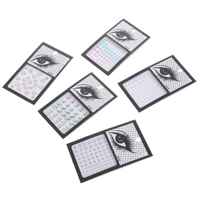 Milisten 5sheets Face Gems Rhinestone Stickers Pearl Stickers for Girls Stick Earrings
