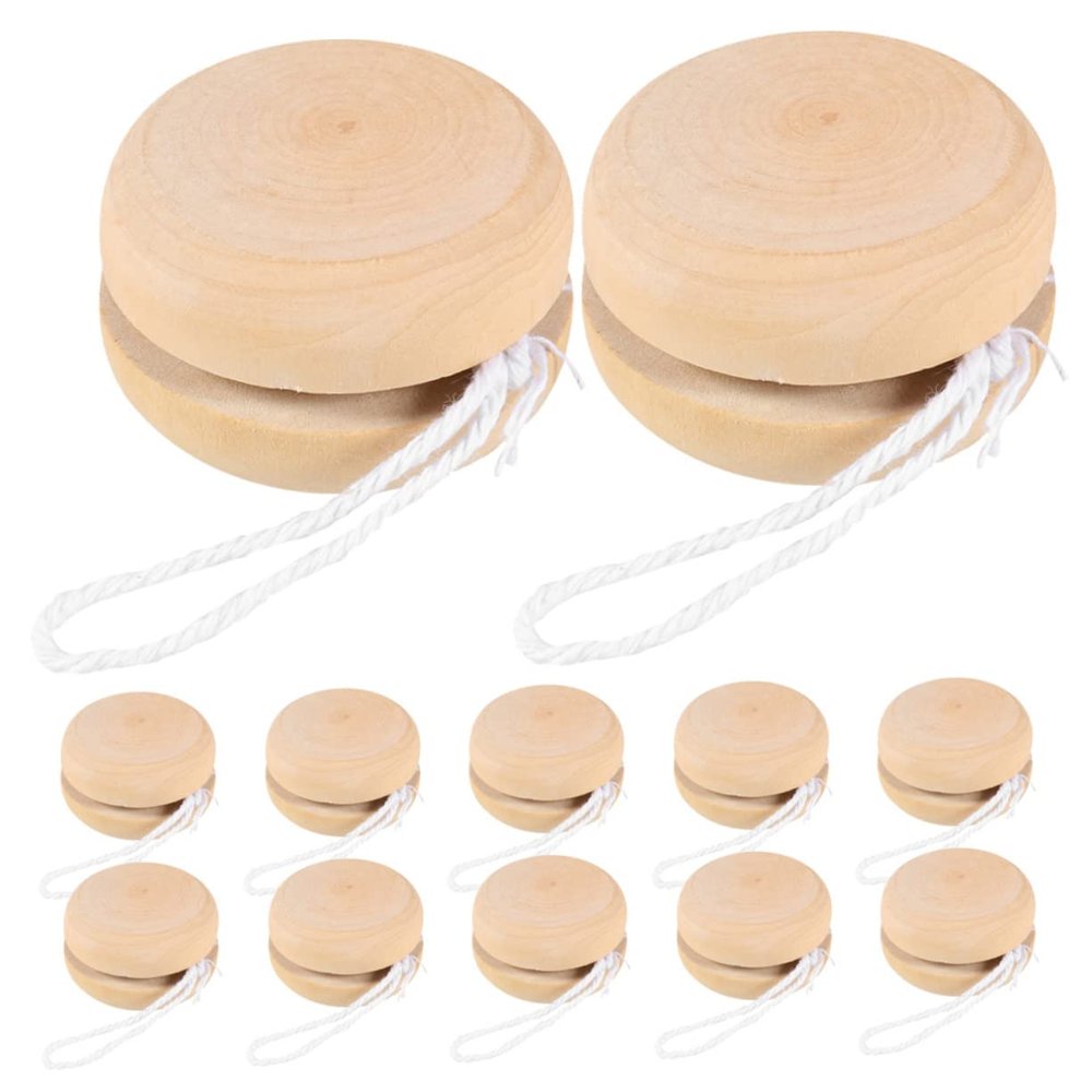Hohopeti 12pcs Wooden DIY Painting Balls Boys and Girls Playthings Yo-yo for Boys and Girls Wooden Graffiti Toys Hand Painting Balls