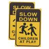 Abaodam Slow Down Children At Play Sign 2pcs Safety Caution Signs for Streets and Neighborhoods Bright Yellow for Child Safety in Yards and Parks view 1